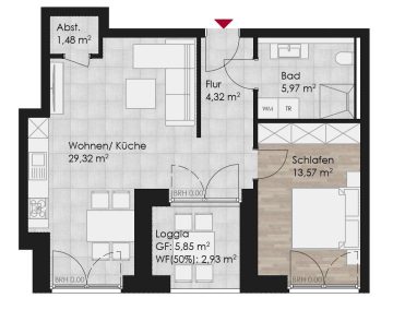 Schön geschnittene 2-Zimmer-Wohnung, 48249 Dülmen, Etagenwohnung
